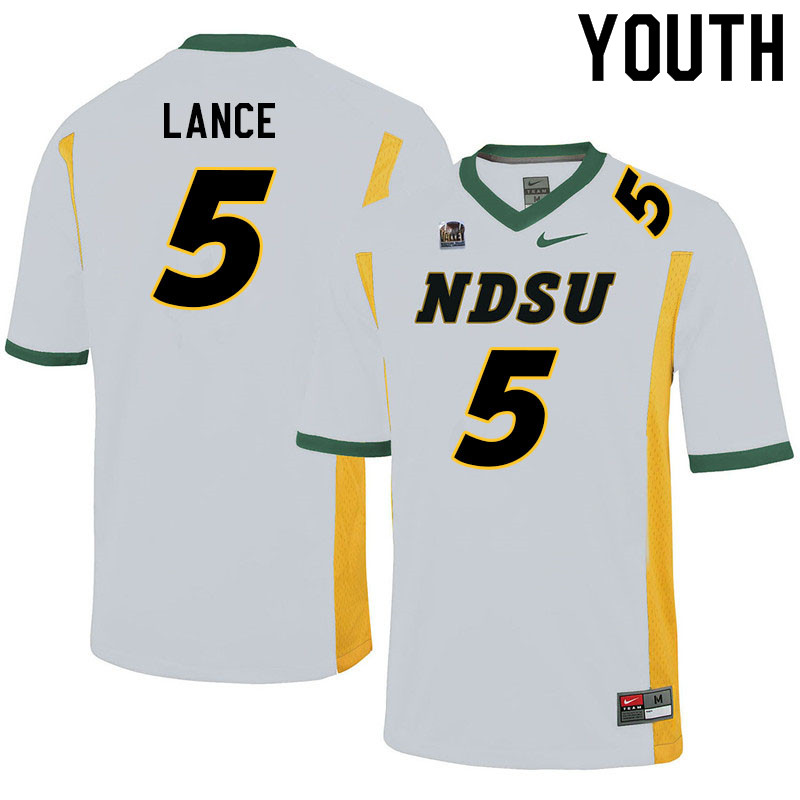 Youth #5 Bryce Lance North Dakota State Bison College Football Jerseys Sale-White